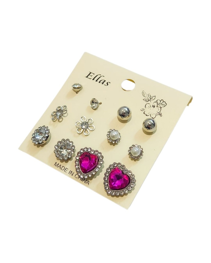 ZARCILLOS TOPITOS CORAZON SET DE 6