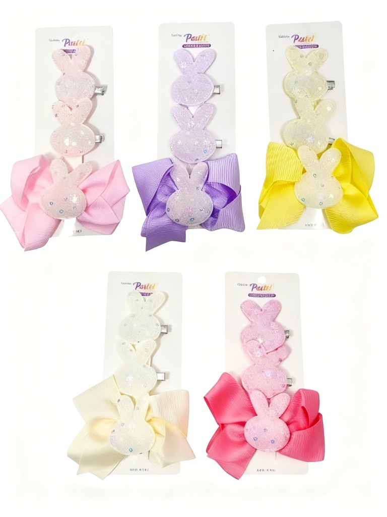 GANCHOS LAZOS SET DE 3 CONEJO PASTEL