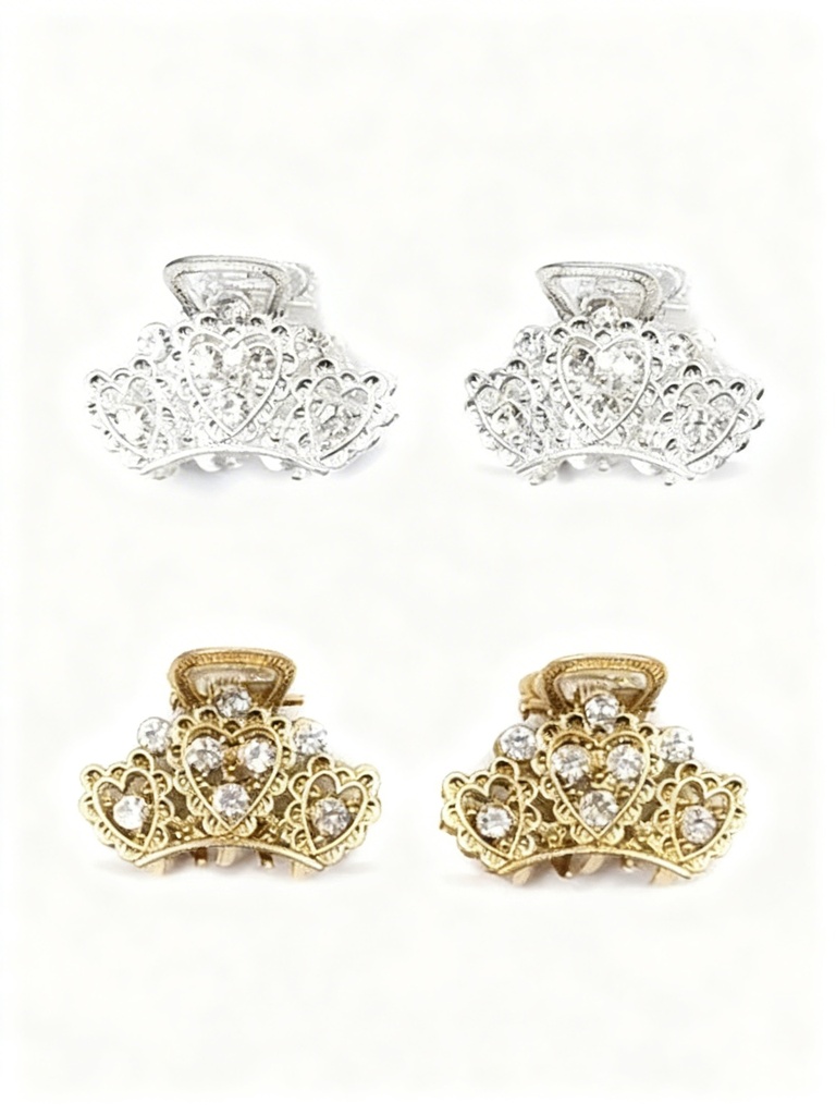 GANCHETAS METALICAS MINI CORONA SET DE 2 PAR