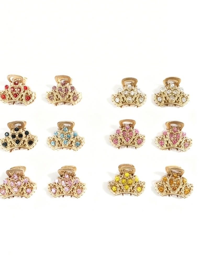 GANCHETAS METALICAS MINI CORONA SET DE 2 PAR