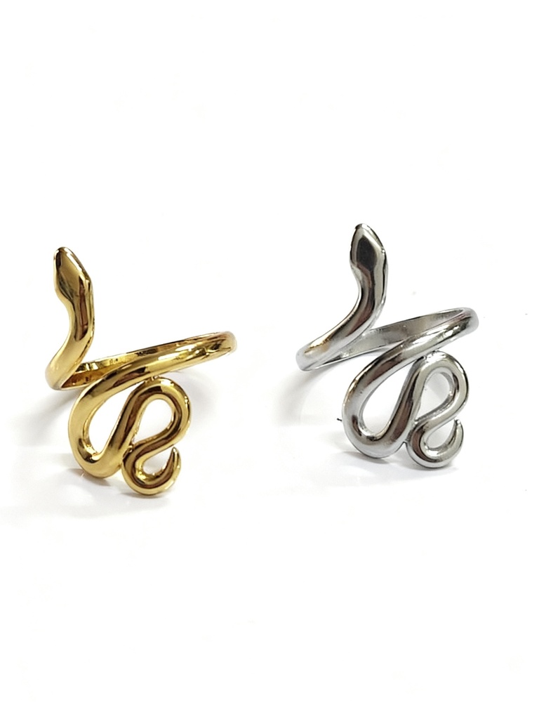 ANILLO SERPIENTE DORADO Y PLATEADO