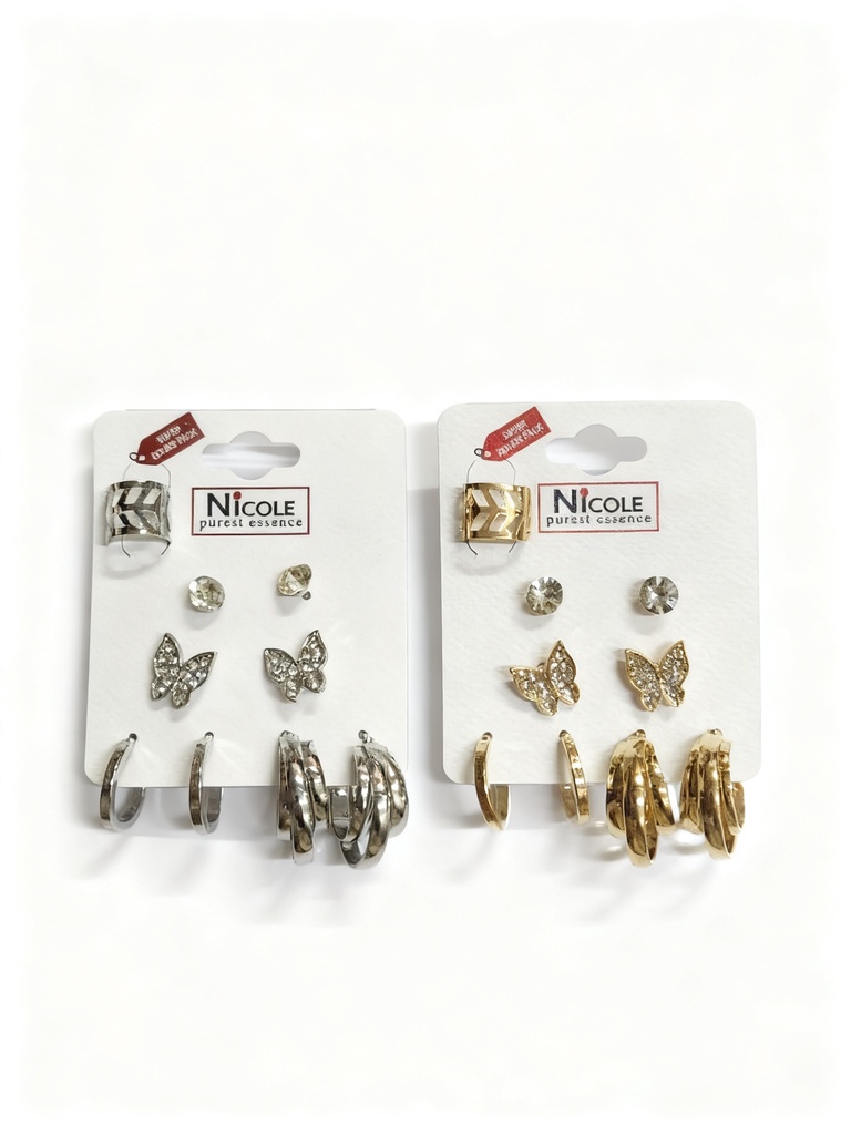 SET ZARCILLO ARGOLLA MARIPOSA  X4.5 PARES