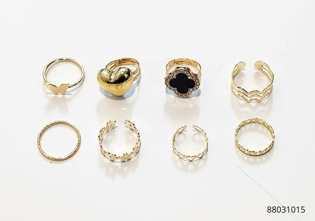 ANILLOS TREBOL SET DE 8