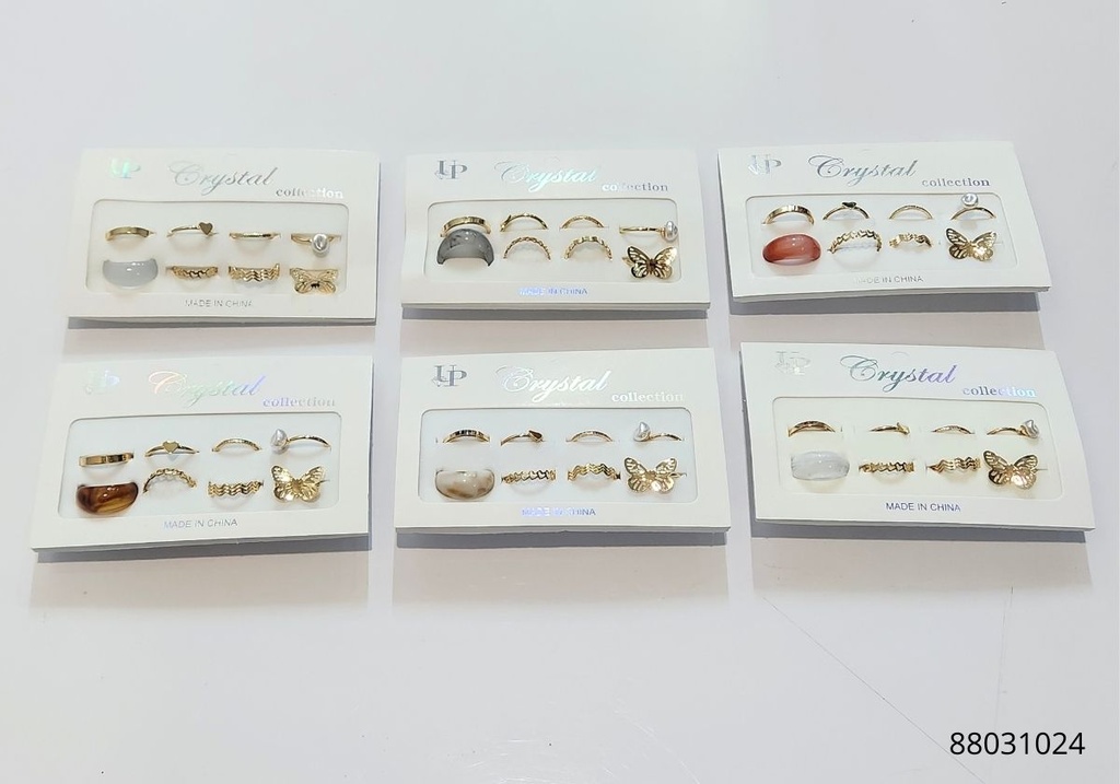 ANILLOS MARIPOSA SET DE 8