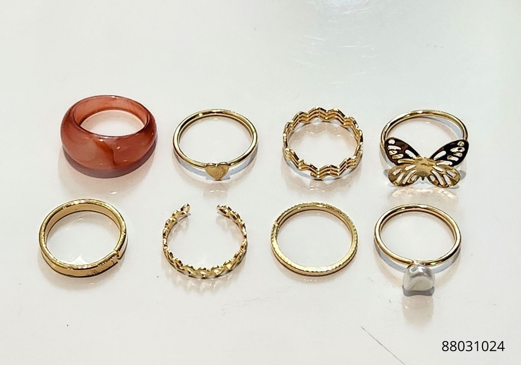 ANILLOS MARIPOSA SET DE 8