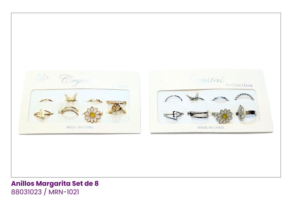 ANILLOS MARGARITA SET DE 8