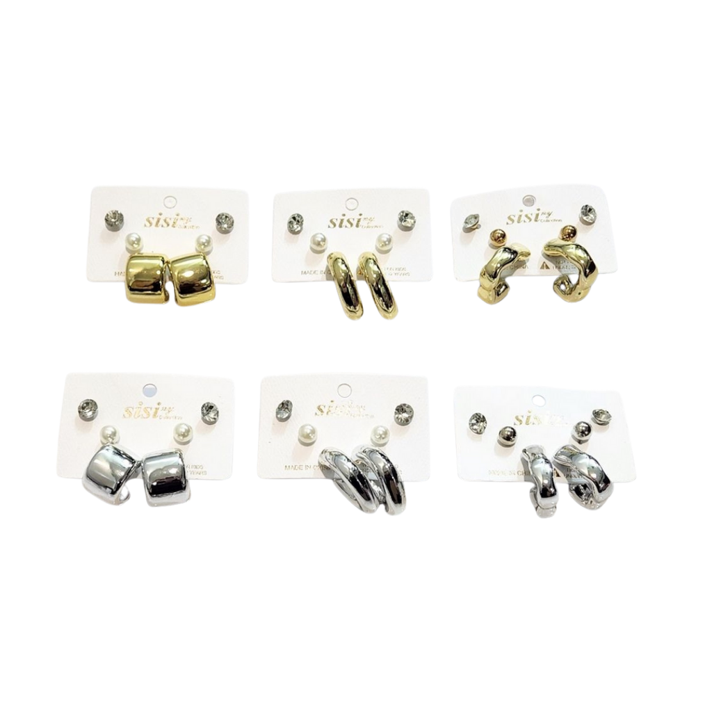 ZARCILLOS TOPITOS SET DE 3 PARES