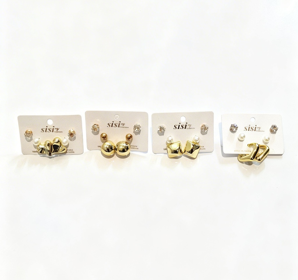 ZARCILLOS TOPITOS SET DE 3 PARES