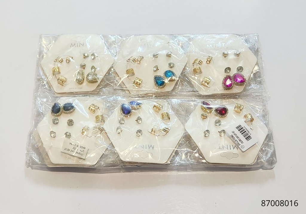 ZARCILLOS PIEDRAS COLORES EAR CUFF SET