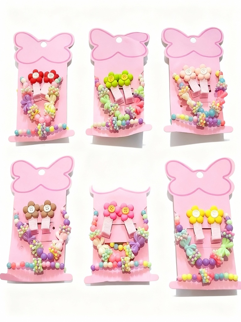 COLLARES - PULSERAS Y GANCHOS NIÑAS FLOR 