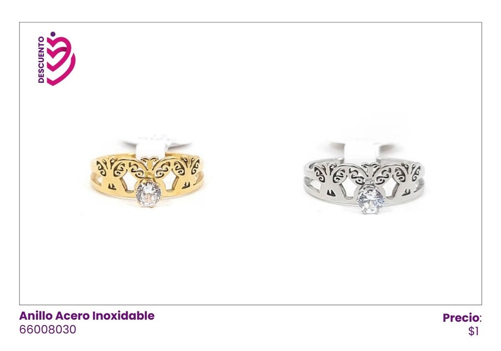 ANILLOS ACERO MARIPOSA PIEDRA