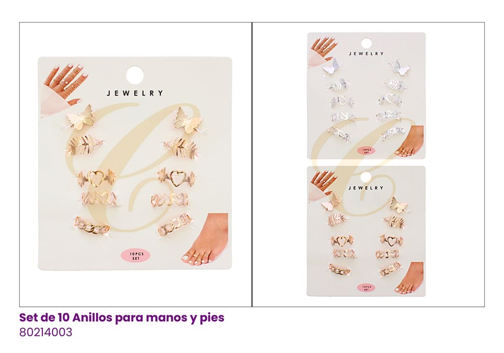 ANILLOS PIES Y MANOS SET DE 10