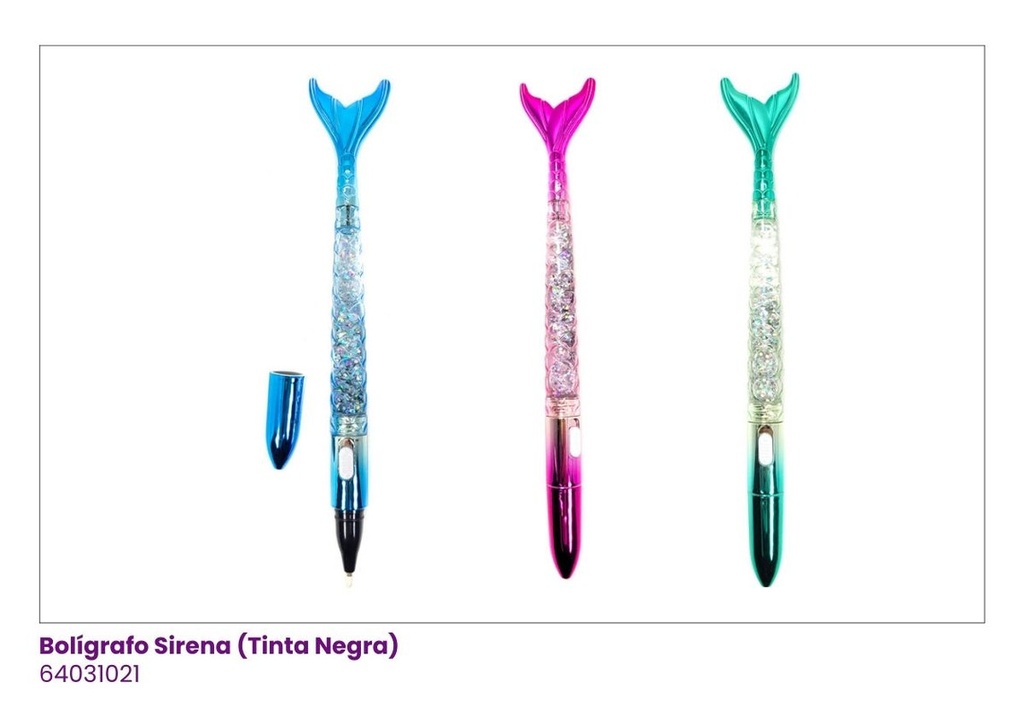 BOLIGRAFOS ACRILICO ESCARCHA SIRENA