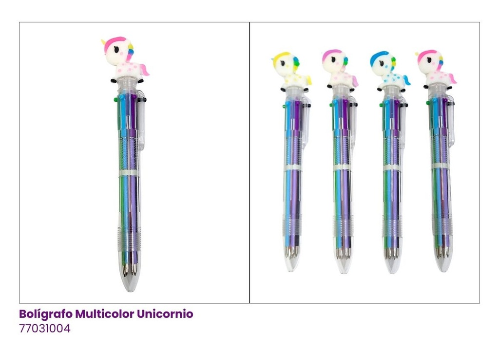 BOLIGRAFOS MULTICOLOR UNICORNIO