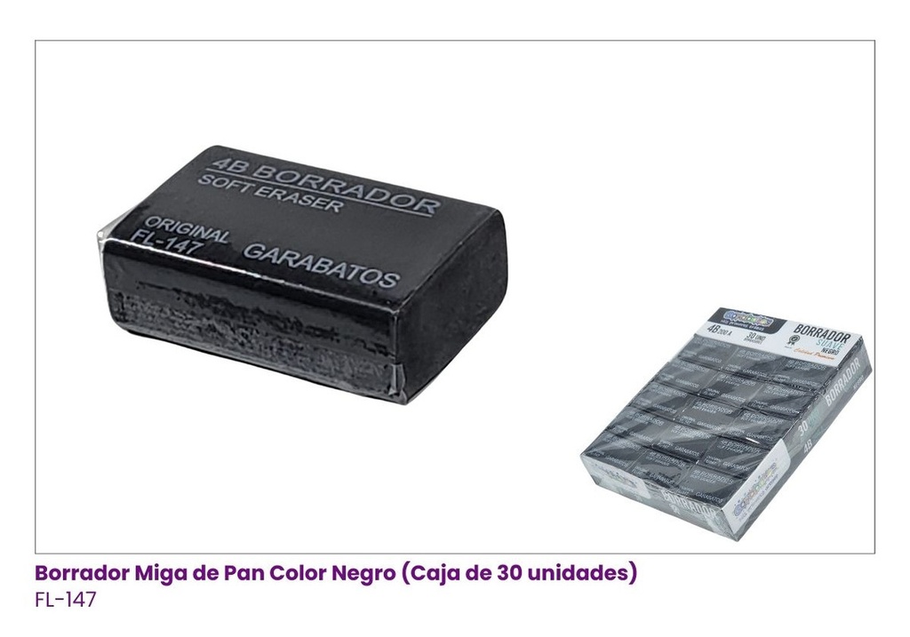 BORRADOR MIGA PAN NEGRO CAJITA X 30 PCS
