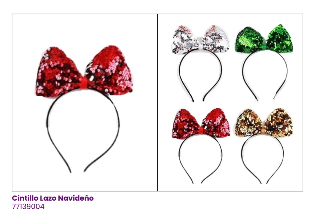 [77139004] CINTILLOS NAVIDAD LAZO LENTEJUELAS