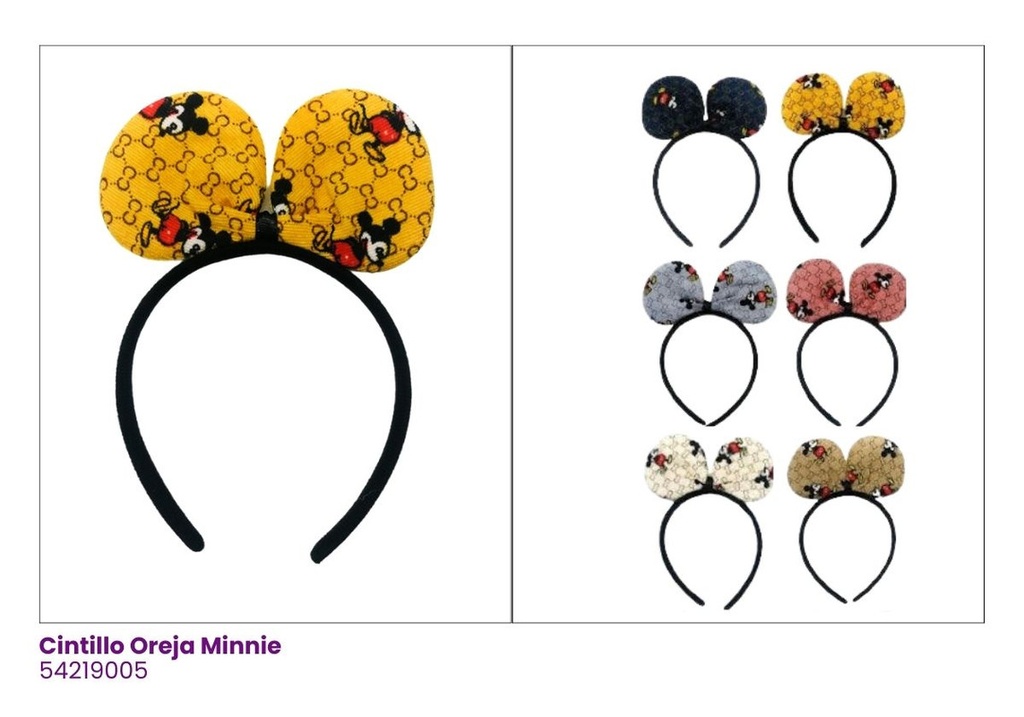 CINTILLOS OREJAS MICKEY MOUSE ESTAMPADAS