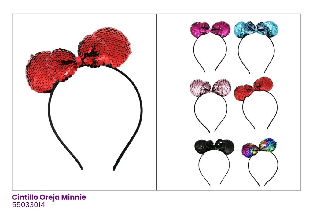 CINTILLOS OREJAS MICKEY MOUSE LENTEJUELAS