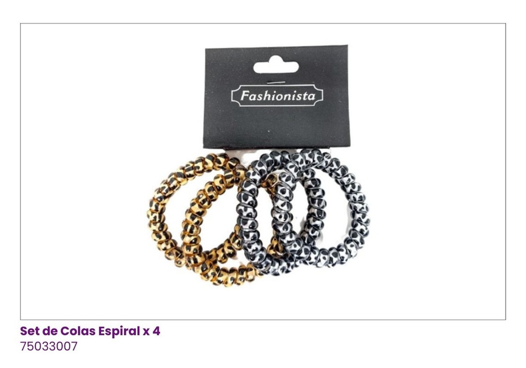 COLAS ESPIRAL ANIMAL PRINT SET DE 4