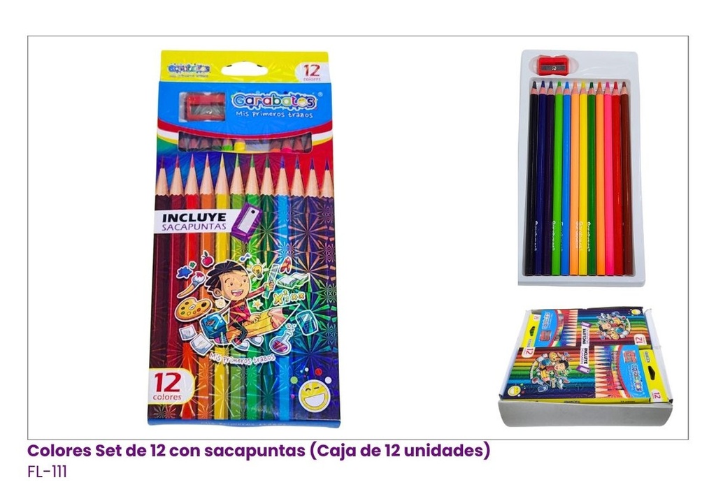 COLORES SET DE 12 CON SACAPUNTAS (MINA 4,0MM)