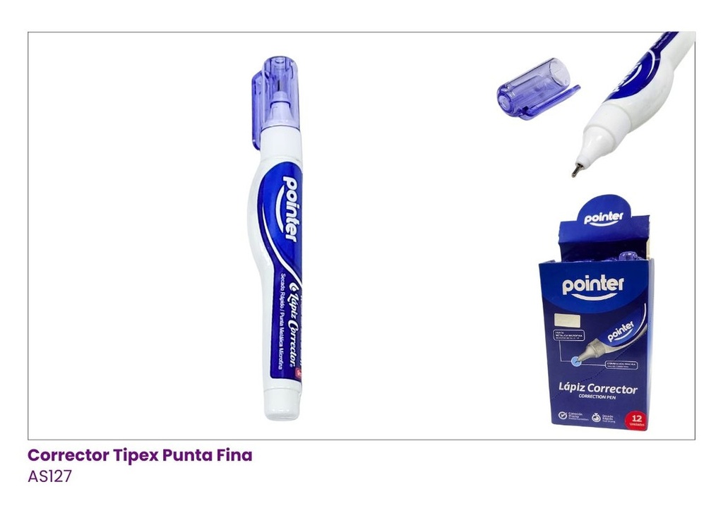 CORRECTOR POINTER CON STICKER PLATEADO x576
