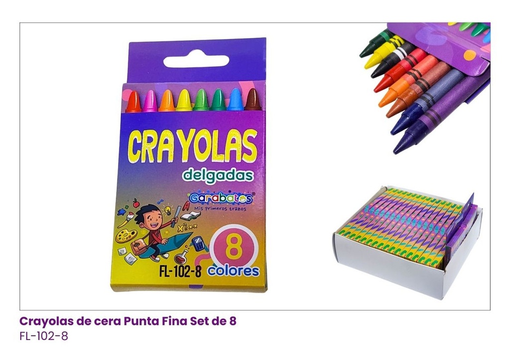 CRAYOLAS SET DE 8 DELGADA EN CAJITA