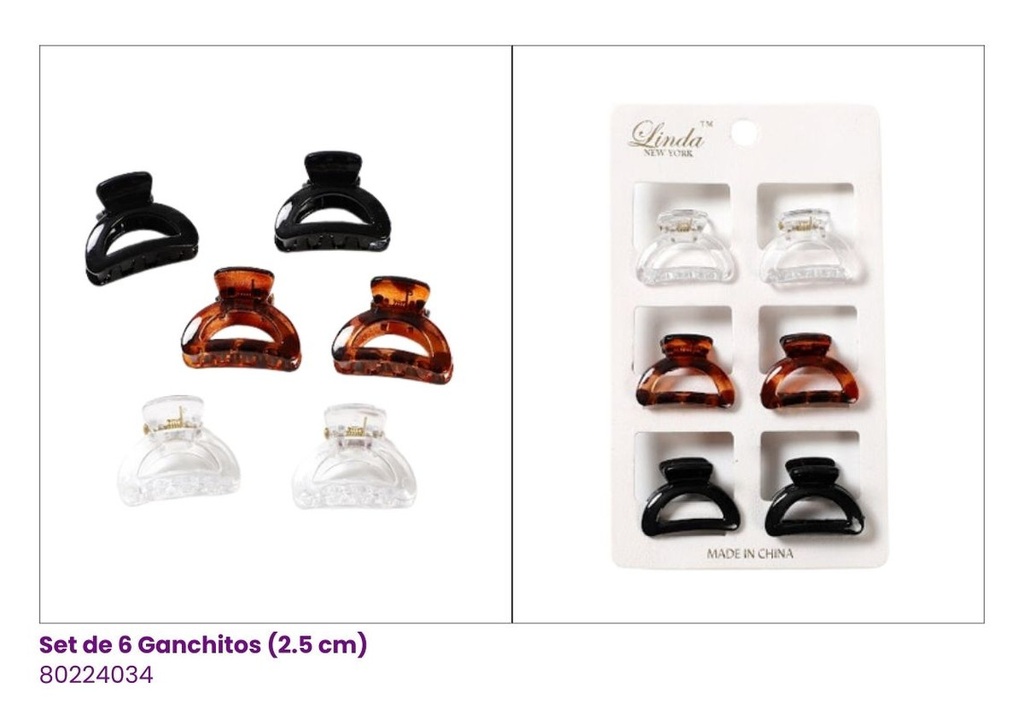 GANCHETAS ACRILICAS SET DE 6