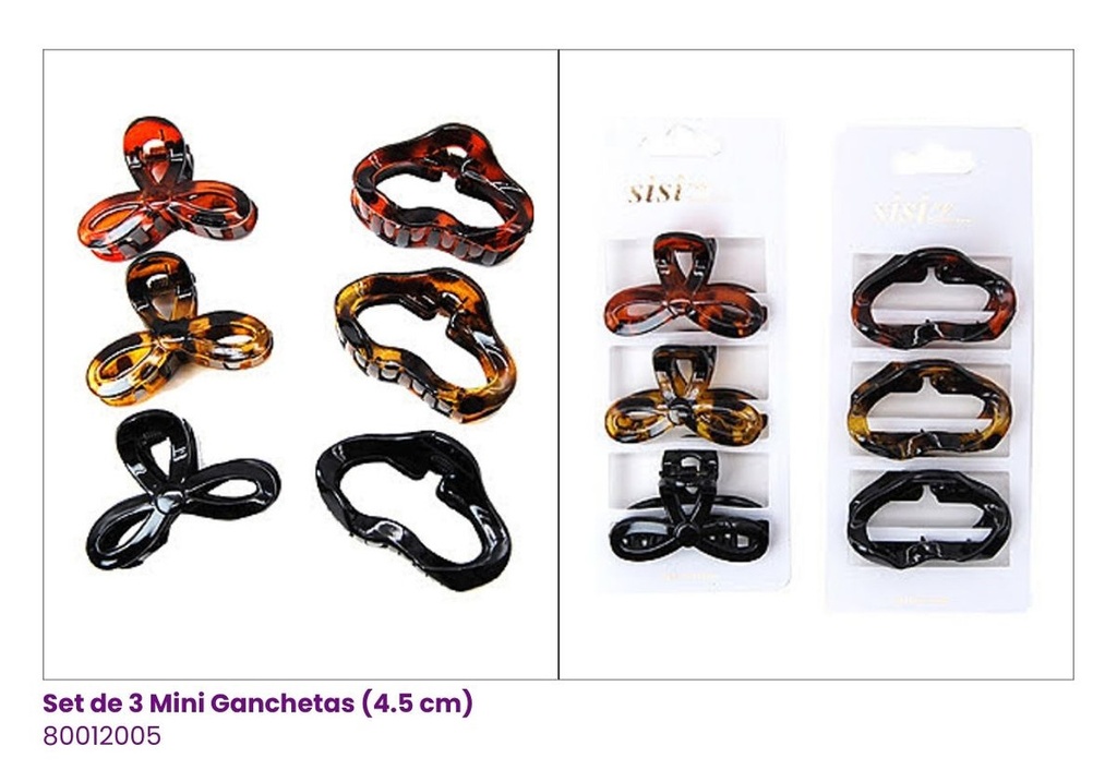 GANCHETAS CAREY SET DE 3 (4.5CM)
