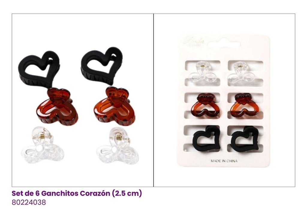 GANCHETAS MINI ACRILICAS SET 6