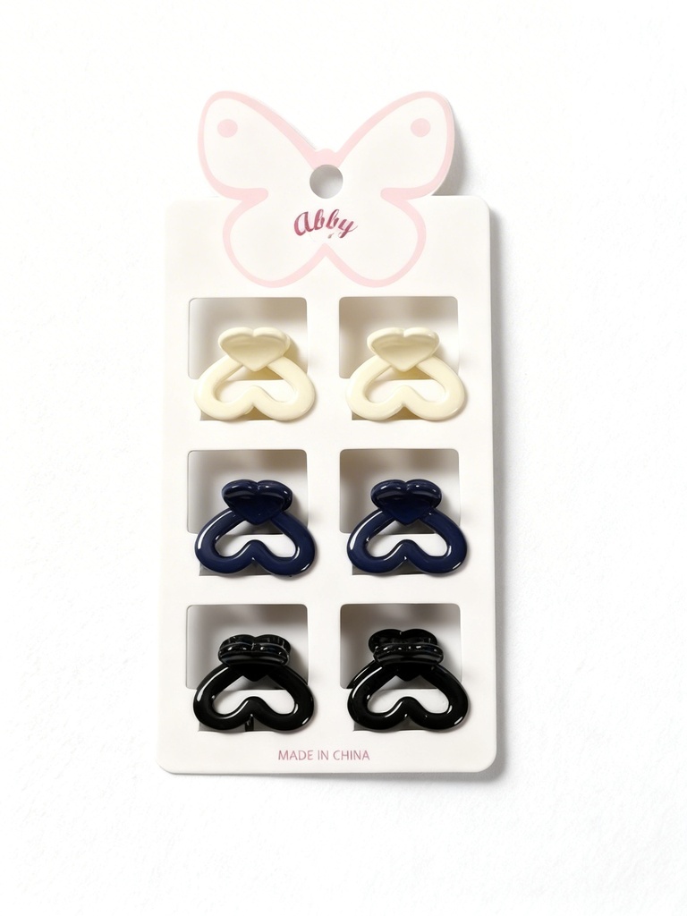 GANCHETAS ACRILICAS MINI SET DE 6 CORAZON