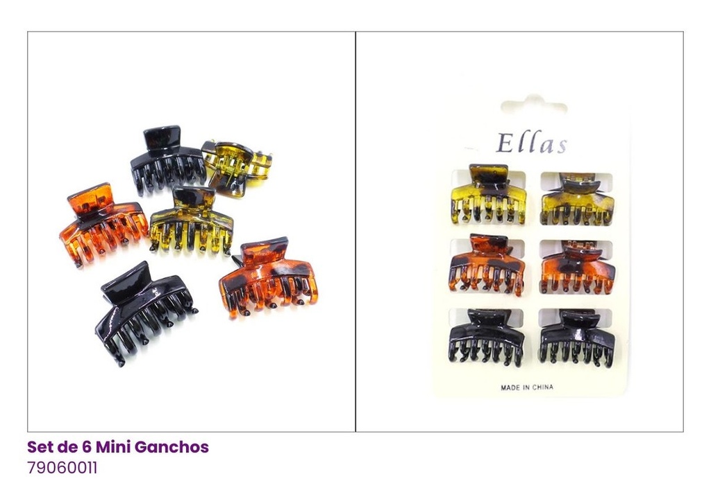 GANCHETAS MINI CAREY SET DE 6