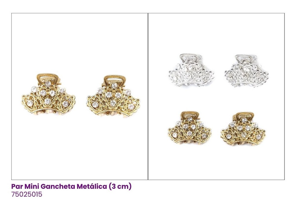 GANCHETAS METALICAS MINI CORONA SET DE 2 PAR