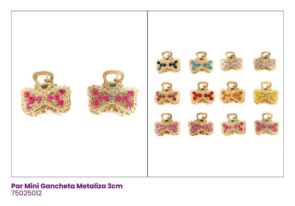 GANCHETAS MINI METALICA LAZOS SET DE 2 PAR