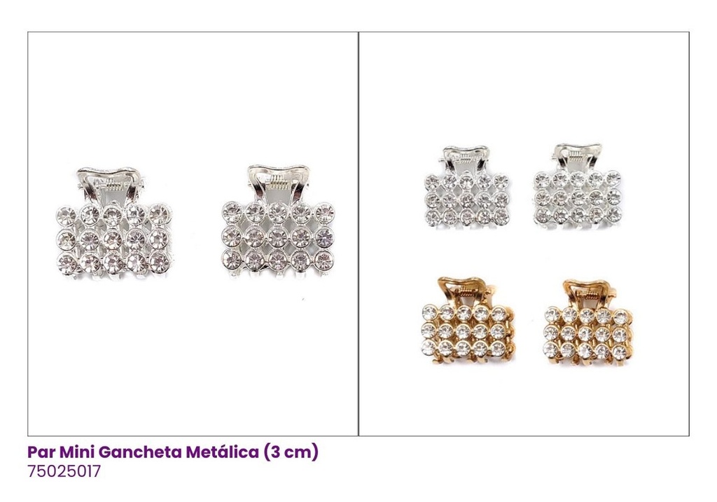 GANCHETAS MINI METALICA RECTANGULO SET DE 2 PAR