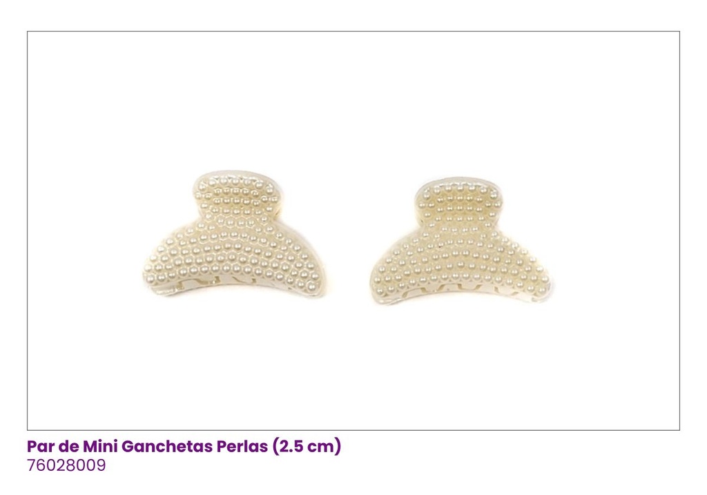 GANCHETAS PERLAS MINI OVALO SET DE 2 PAR
