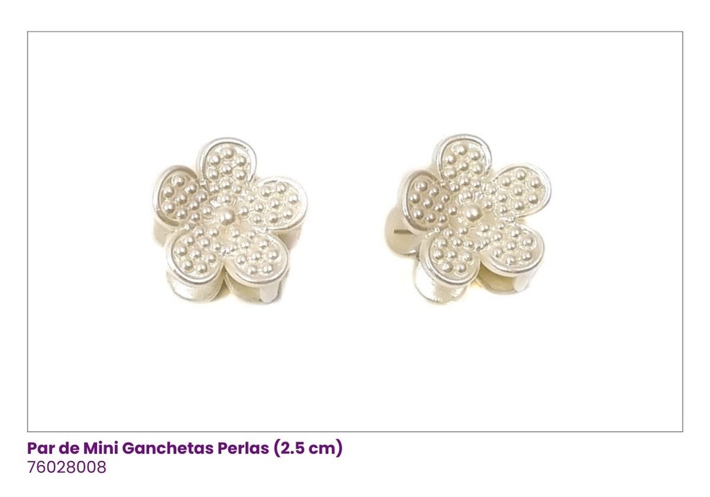 GANCHETAS PERLAS MINI FLOR SET DE 2 PAR