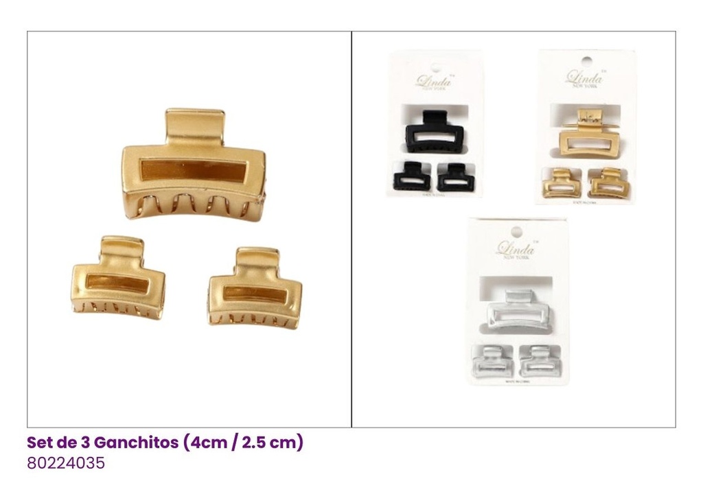 GANCHETAS ACRILICAS MINI SET DE 3