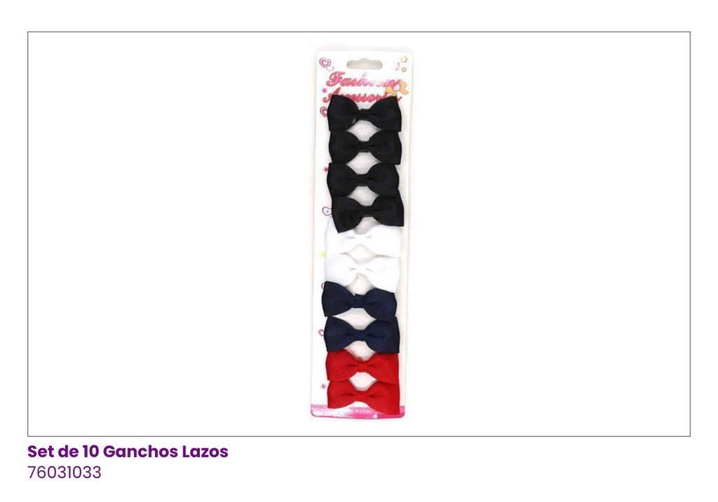 GANCHOS LAZOS SET DE 10 ESCOLAR