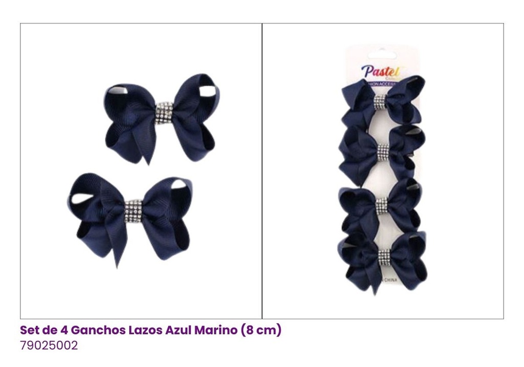 GANCHOS LAZOS SET DE 4 AZUL MARINO