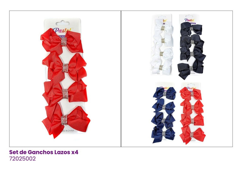 GANCHOS LAZOS SET DE 4 ESCOLAR