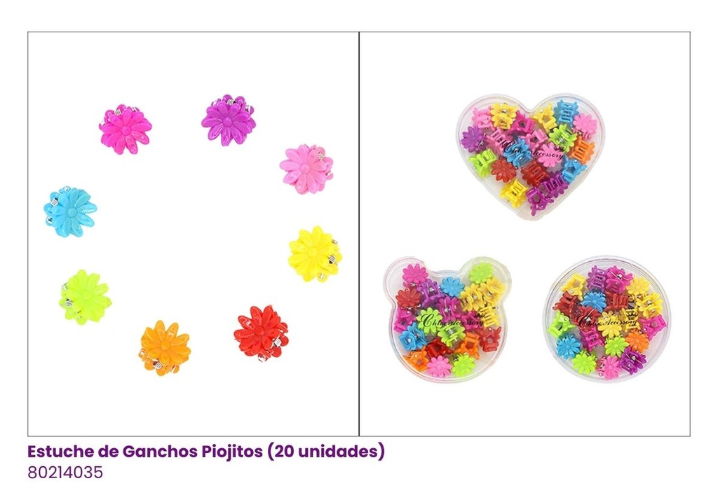 GANCHOS PIOJITOS EN ESTUCHE MARGARITA NEON