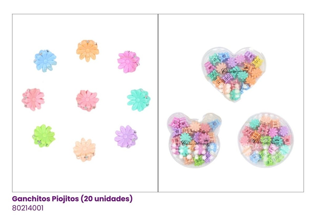 GANCHOS PIOJITOS EN ESTUCHE MARGARITA PASTEL