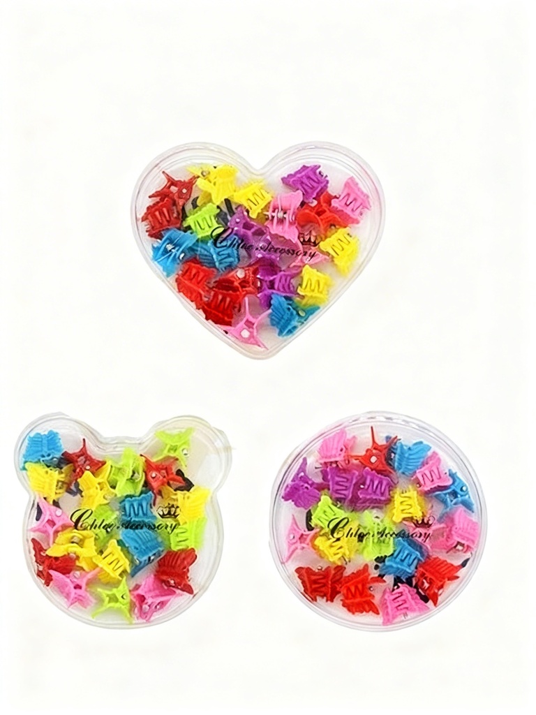 GANCHOS PIOJITOS EN ESTUCHE MARIPOSA NEON