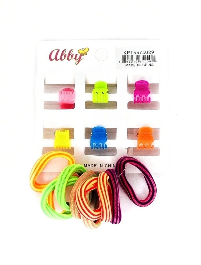 GANCHOS PIOJITOS Y COLAS COLORES NEON SET 