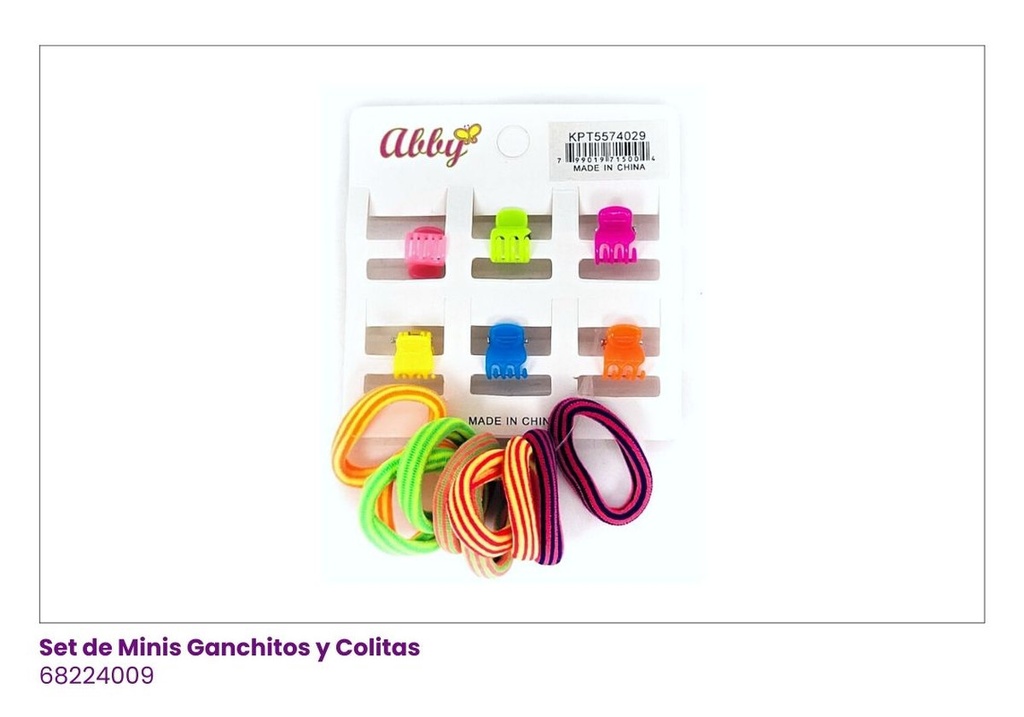 GANCHOS PIOJITOS Y COLAS COLORES NEON SET 