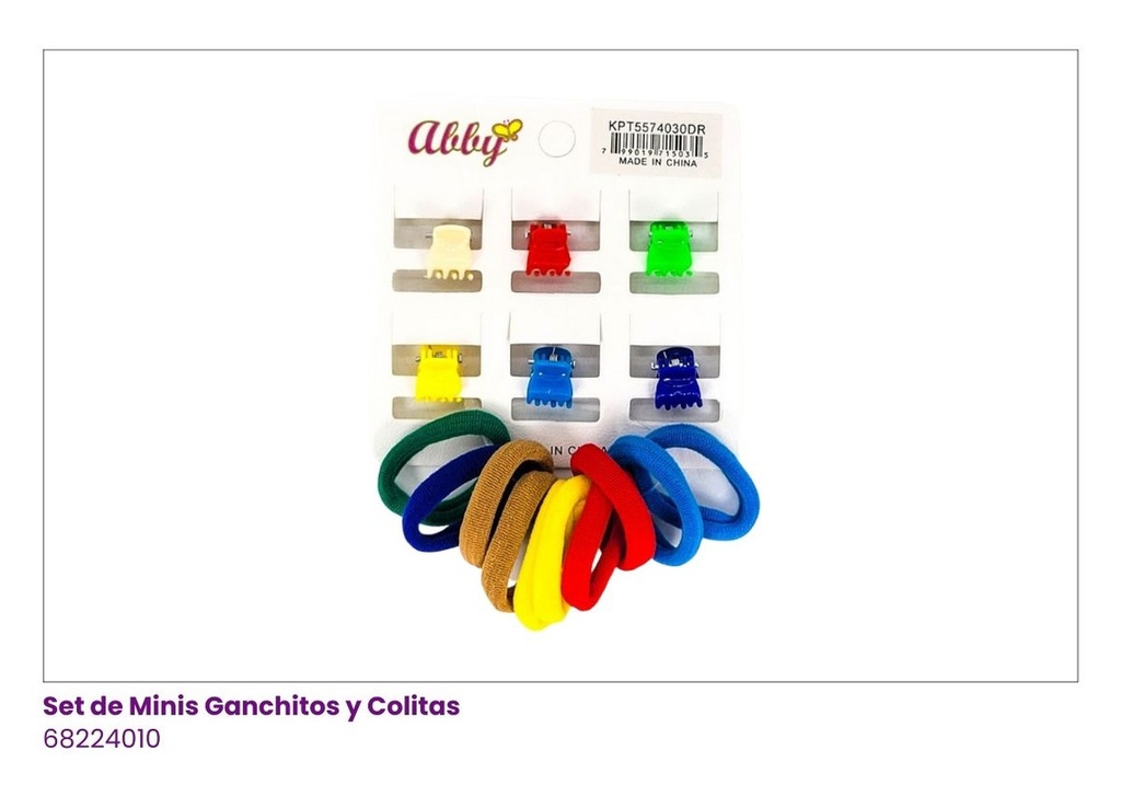 GANCHOS PIOJITOS Y COLAS UNICOLOR SET 