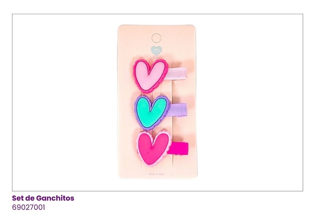GANCHOS SET DE 3 CORAZON
