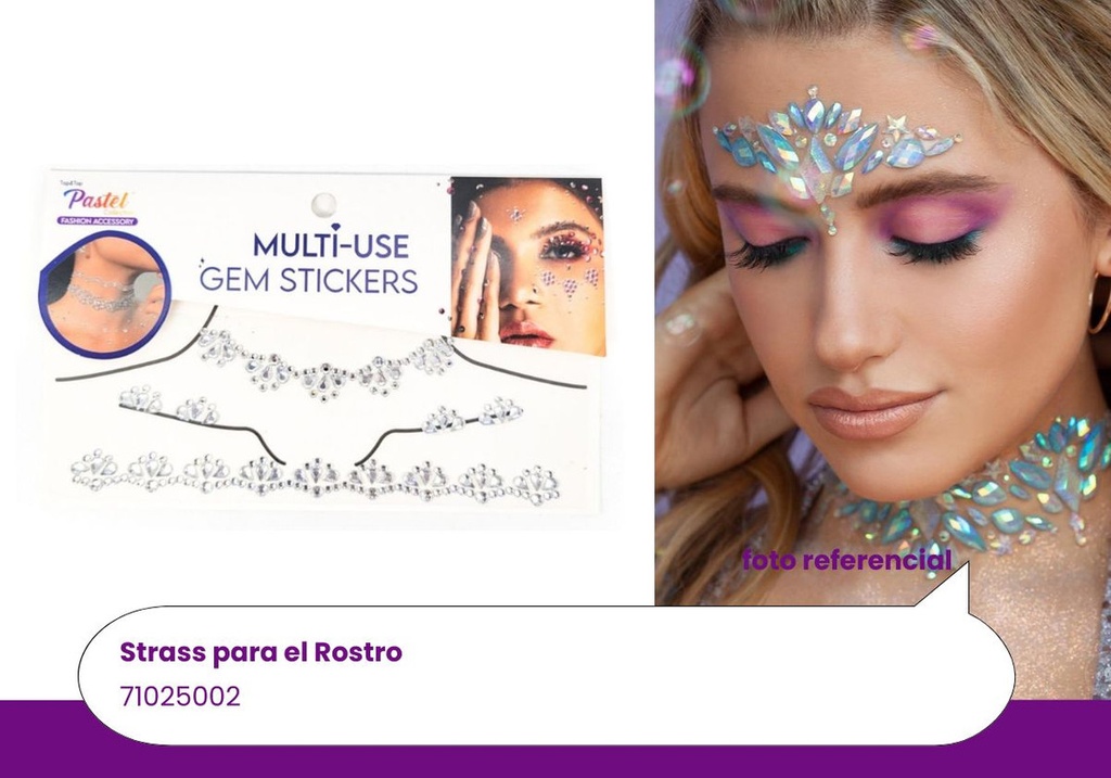 GEMAS FACIALES DECORATIVAS PLATEADAS