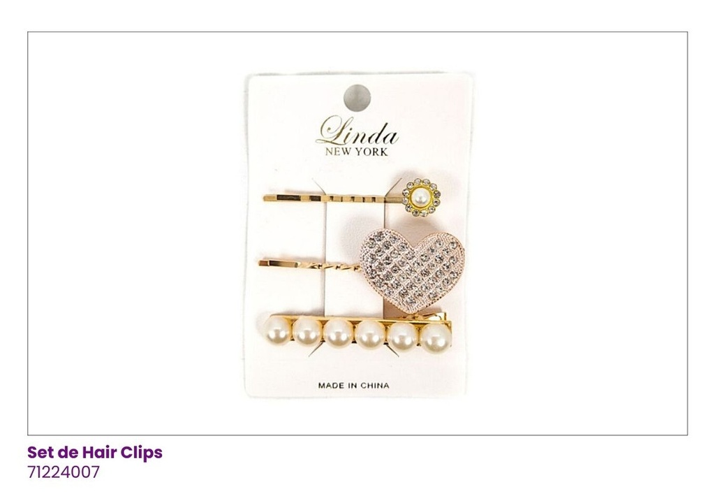 HAIR CLIPS SET DE 3 CORAZON