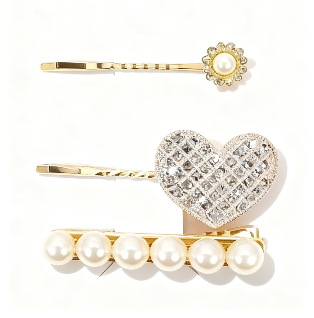 HAIR CLIPS SET DE 3 CORAZON
